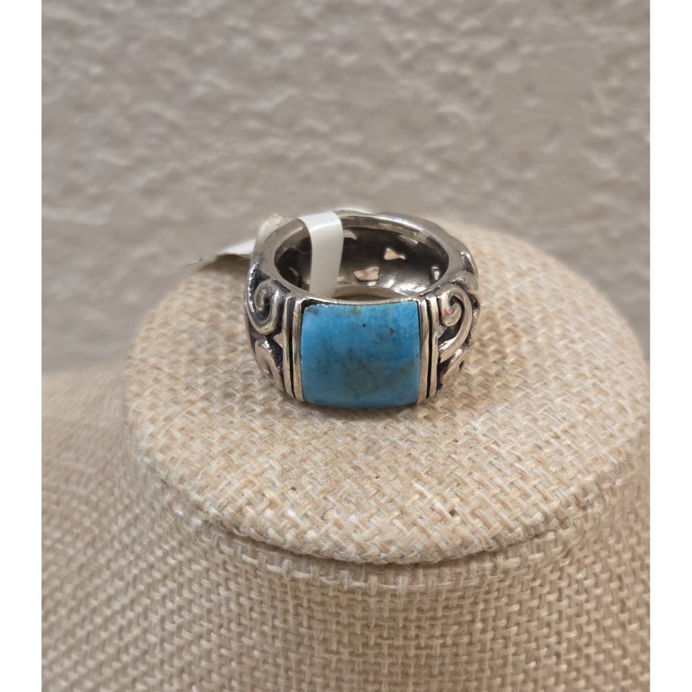 Vintage NWT Sterling Silver‎ & Turquoise Chunky Southwestern Ring Size 7